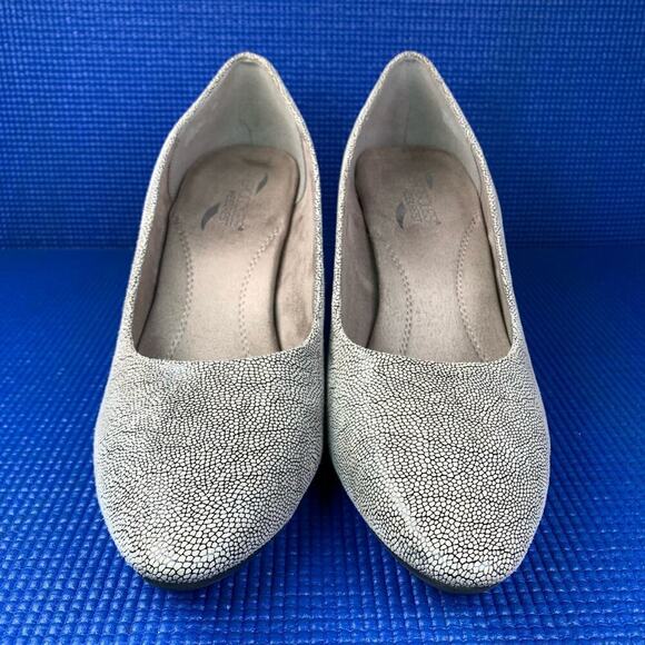 🔴 AEROSOLES Heel Rest EXQUISITE Women`s US 10M Grey Leather Pumps Shoes VN - Picture 2 of 8